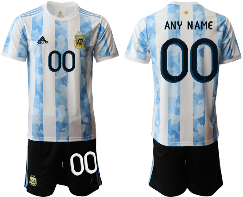 Men 2020-2021 Season National team Argentina home white customized Soccer Jersey->customized soccer jersey->Custom Jersey